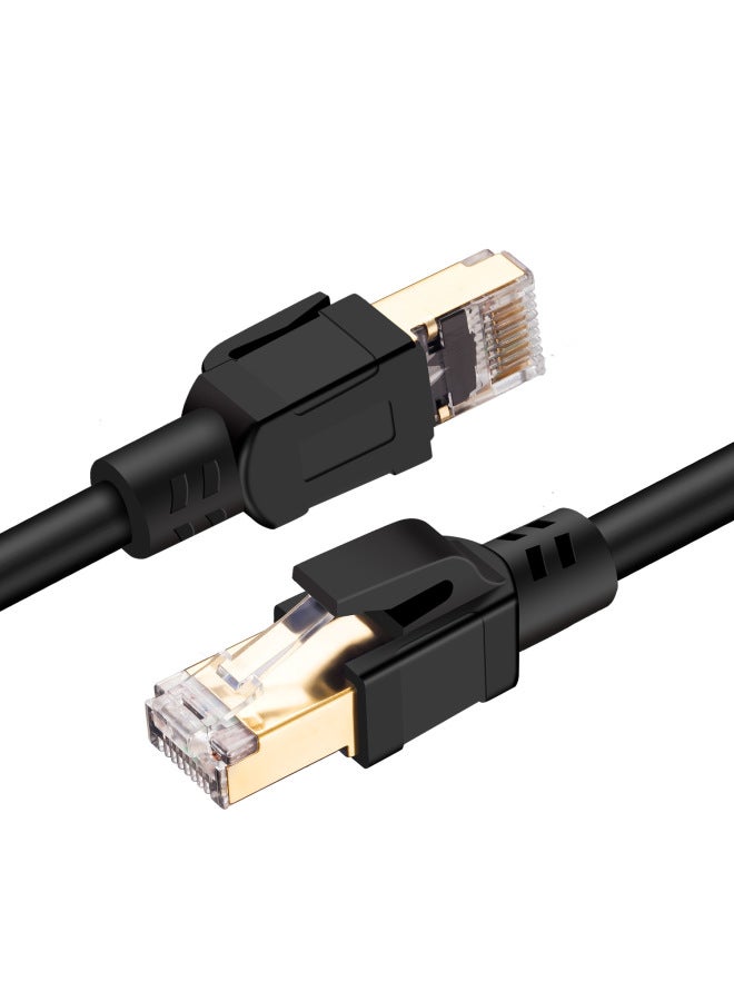 Manufacturer Cat8 Class 8 Network Cable Class 8 Round Wire Network Jumper Tested Pure Copper Computer Network Cable-Color:Black-Line Length:15 M - Image 2